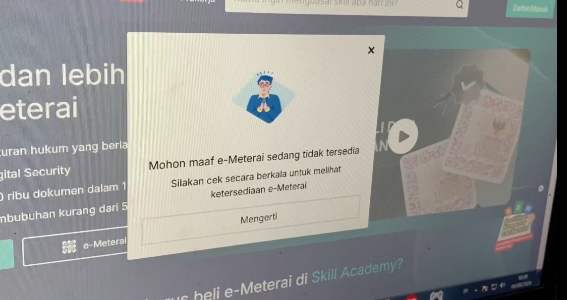 Jelang Berakhir, Pendaftaran CPNS Terkendala E Materai